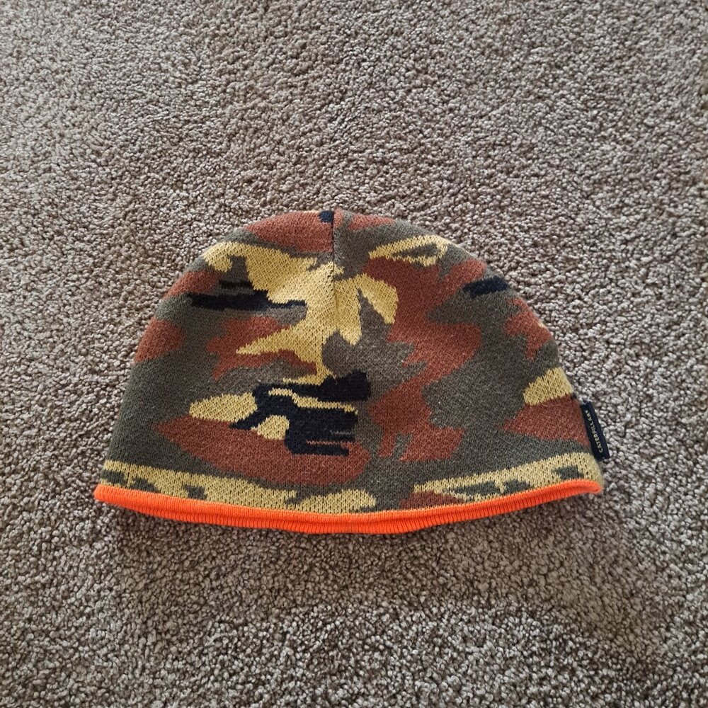 CAT Caterpillar Reversible Logo Winter Beanie Hat Camo/Blaze Orange - Picture 4 of 6